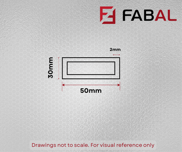 50mm x 30mm x 2mm Aluminium Rectangular Tube