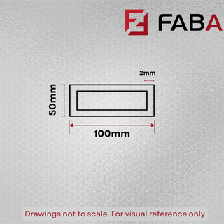100mm x 50mm x 2mm Aluminium Rectangular Tube