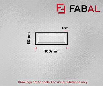 100mm x 50mm x 2mm Aluminium Rectangular Tube