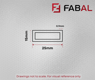 25mm x 15mm x 0.9mm Aluminium Rectangular Tube