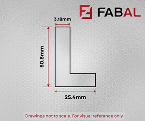 50.8mm X 25.4mm X 3.18mm (2" × 1" × 1/8") Aluminium Unequal Angle