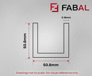 50.8mm X 50.8mm X 3.18mm (2" x 2" x 1/8") Aluminium Channel