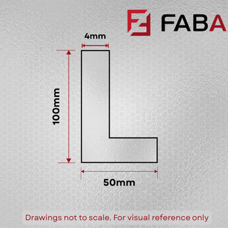 100mm X 50mm X 4mm Aluminium Unequal Angle