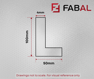 100mm X 50mm X 4mm Aluminium Unequal Angle