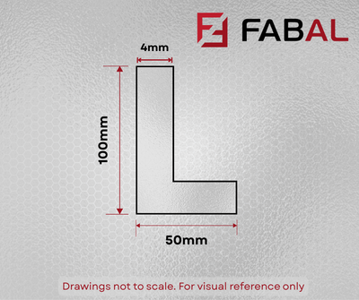 100mm X 50mm X 4mm Aluminium Unequal Angle