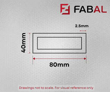 80mm x 40mm x 2.5mm Aluminium Rectangular Tube