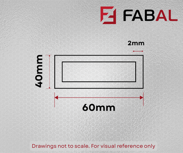 60mm x 40mm x 2mm Aluminium Rectangular Tube