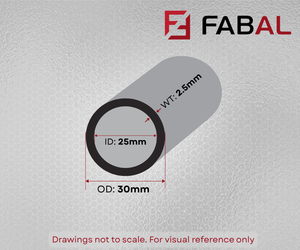 30mm x 2.5mm Aluminium Round Tube