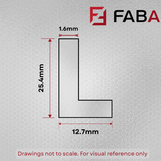 25.4mm x 12.7mm x 1.6mm Aluminium Unequal Angle